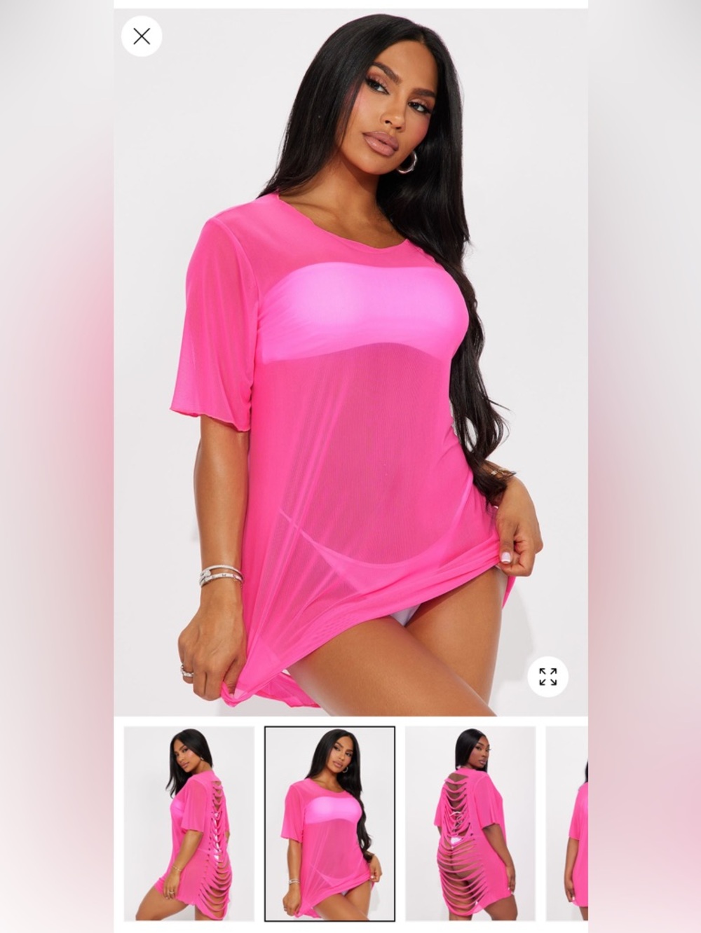 Fashion Nova Ripped Cutout Mesh Cover Up